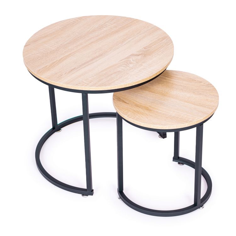 ModernHome Salontafel Set - 2 Stuks - Rond - Ø60 & Ø40 cm - Loft – foto 2