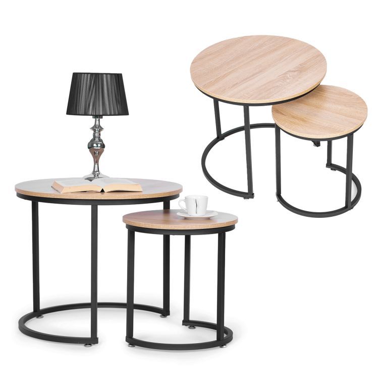ModernHome Salontafel Set - 2 Stuks - Rond - Ø60 & Ø40 cm - Loft – foto 4