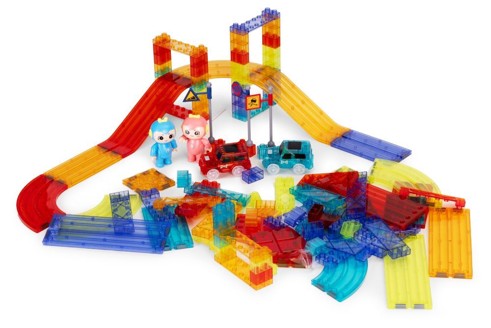 Multistore Magnetische Autobaan - 154-delige Bouwset - Met LED Auto’s – foto 4
