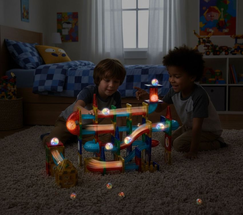 Multistore Magnetische LED Knikkerbaan - 105-delige Bouwset - Marble Run – foto 3
