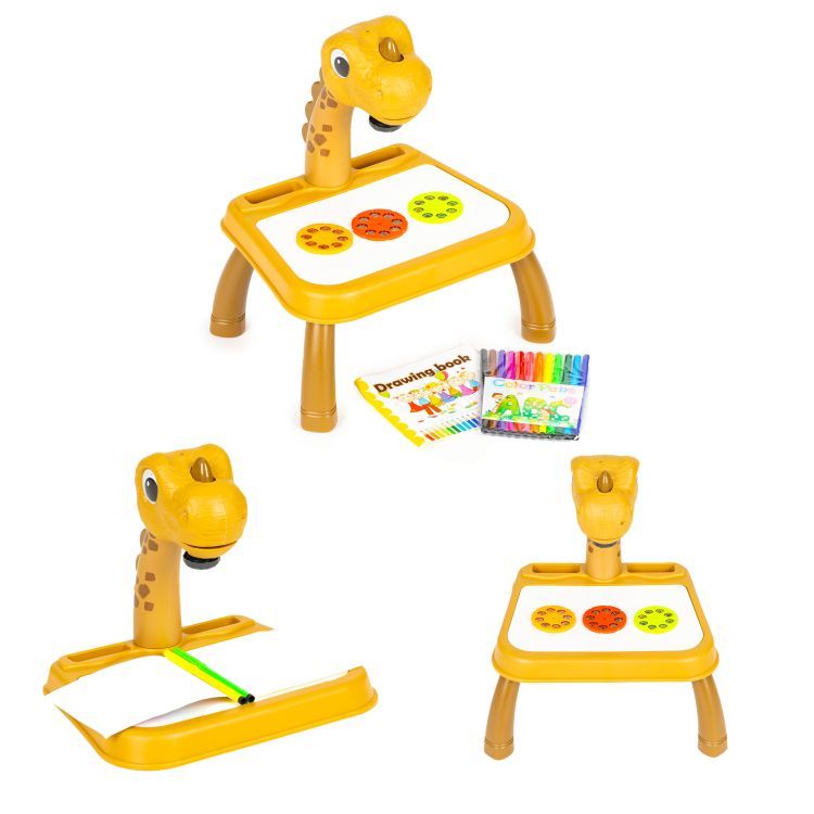 Multistore Dinosaurus Tekenprojector - Geel - 24 Patronen - 12 Stiften – foto 3