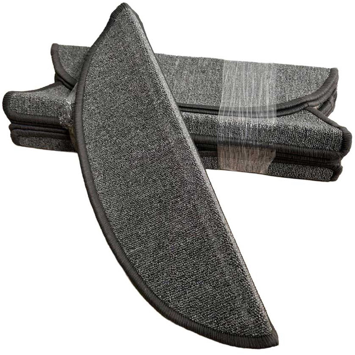 MONOO Trapmatten Set - Grijs Bouclé - 15 Stuks - Halve Maantjes voor Trap