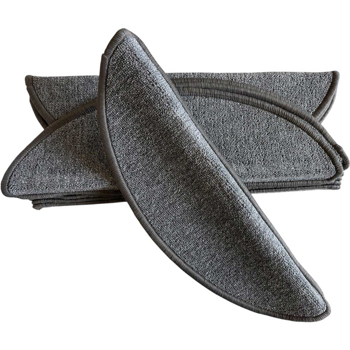 TEKZEN Trapmatten Set - Antraciet Bouclé - 15 Stuks - 56x17x3cm - Zelfklevende Halve Maantjes voor Trap – foto 1