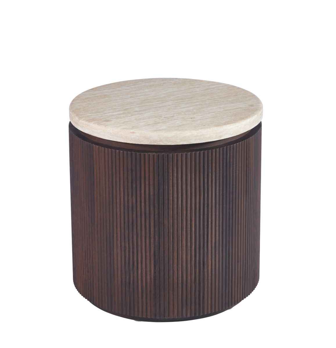 Vivente Bondo Bijzettafel Bruin - Ø55X55cm - Travertine
