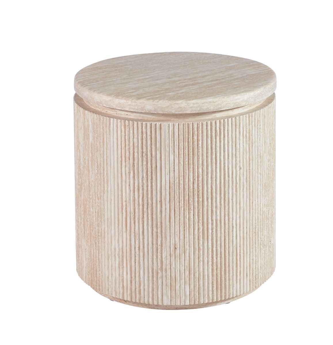 Vivente Bondo Bijzettafel Crėme - Ø55X55cm - Travertine