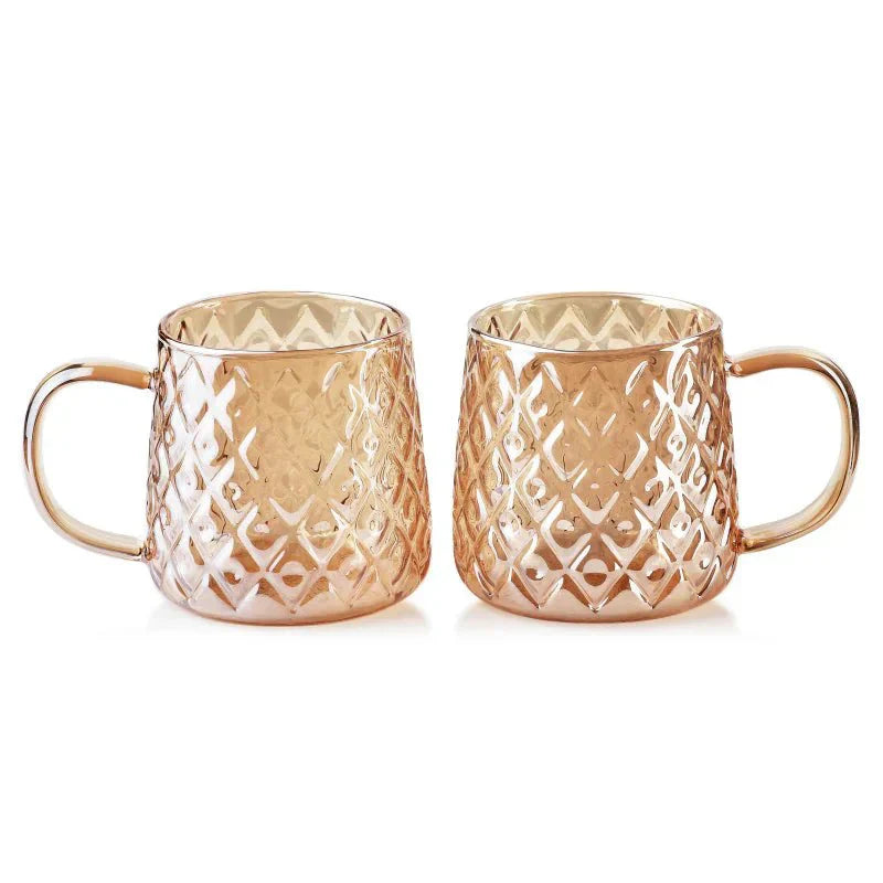 Affekdesign Vintage Glazen Mok - 350ml - Set van 2 - Sapglazen - Theeglas - TEKZEN