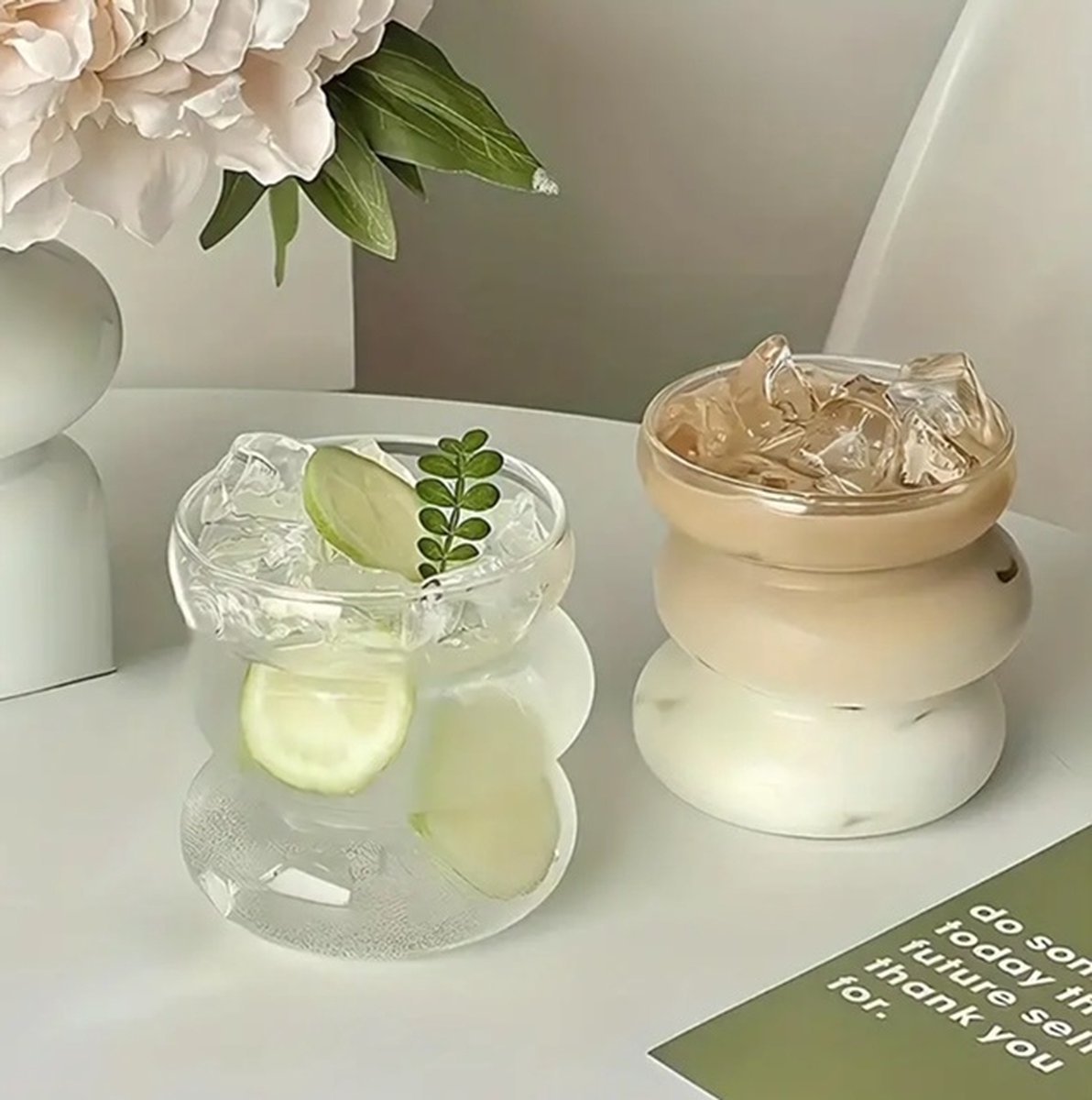 Almina Julia - Wavy Glas - Set van 2 - 450ml - Drinkglazen - Sapglazen - TEKZEN