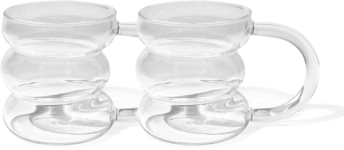 Almina Viento - Wavy Glas met Oortje - Set van 2 - 450ml - Drinkglazen - Sapglazen - TEKZEN