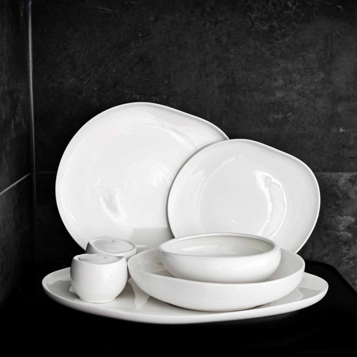 Almina Wave - Porseleinen Serviesset - 27 - delig - Wit - 6 - Persoons - Dinerset - TEKZEN