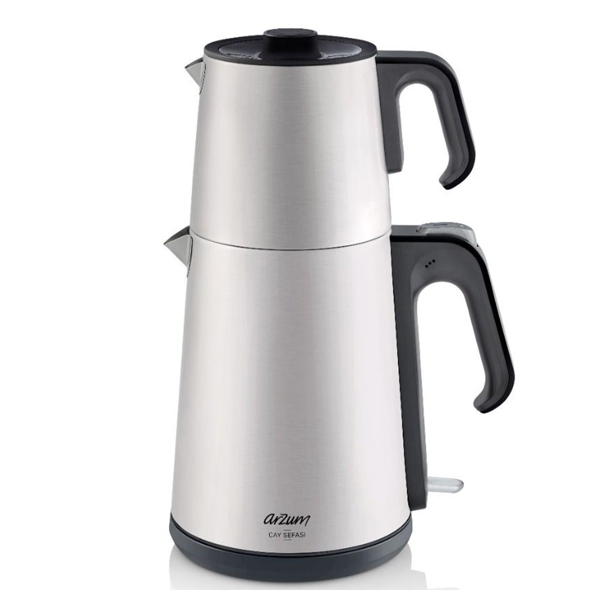 Arzum Cay Sefasi AR3069 - Elektrische Theepot - Inox - 1.8L + 1.2L - Led - indicator - 360° Basis - 1650W - TEKZEN