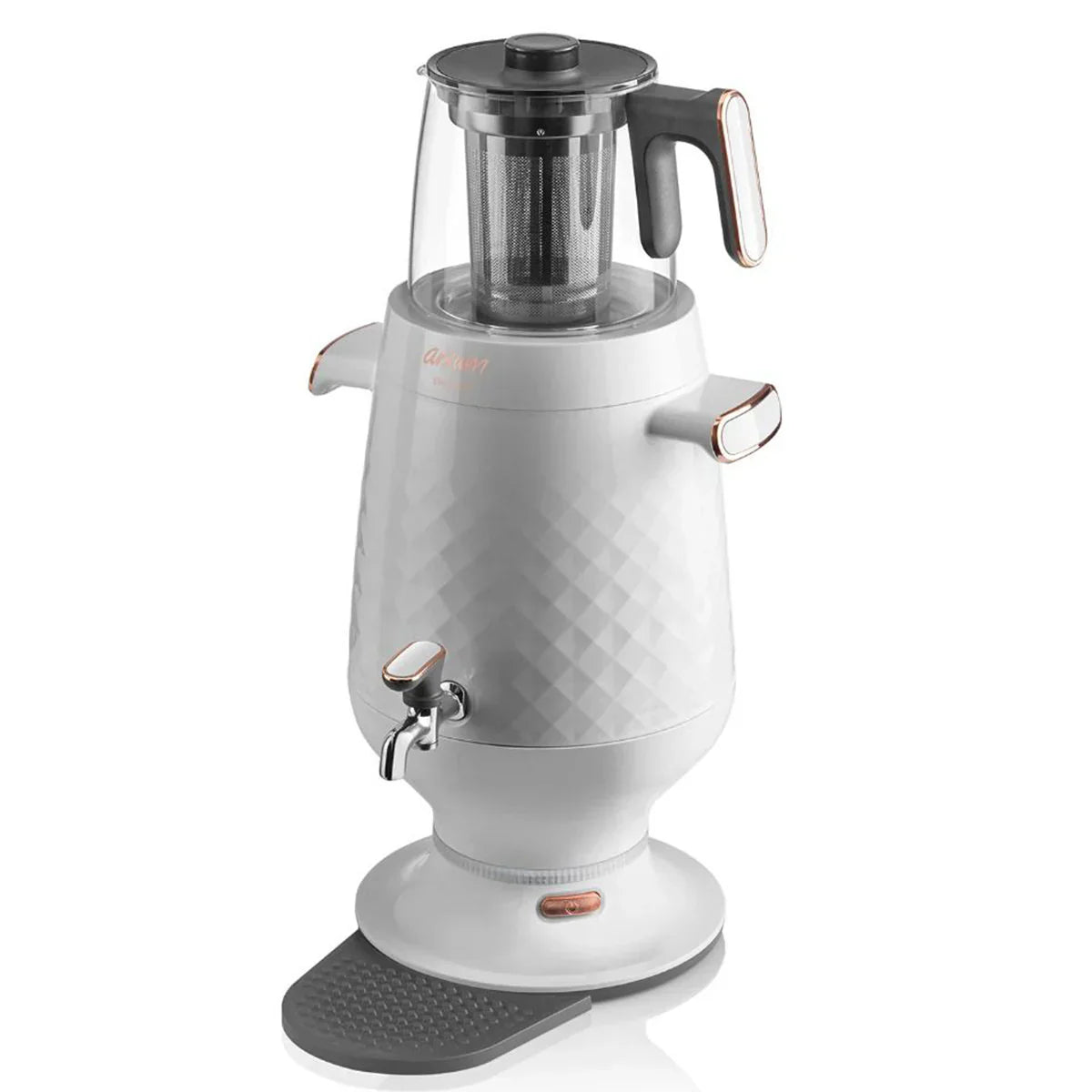 Arzum Ehlikeyf Samovar - Wit - Turkse Theemachine - 3.5 + 1.2 liter - Led-indicator - 2200W - Semaver