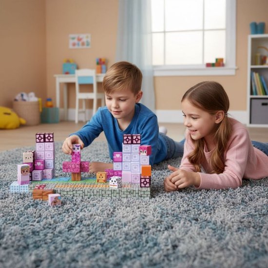 Magnetische Bouwblokken Set - 140 Delig - Roze Magnetische Kubussen - Educatief Constructiespeelgoed voor Kinderen – foto 7