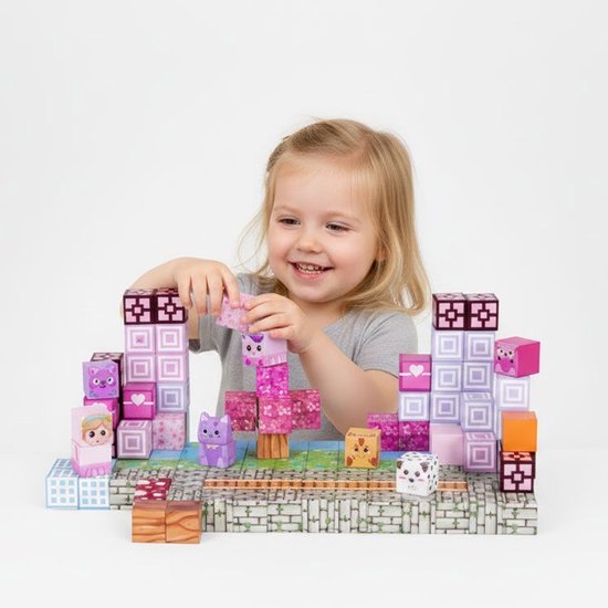 Magnetische Bouwblokken Set - 140 Delig - Roze Magnetische Kubussen - Educatief Constructiespeelgoed voor Kinderen – foto 9