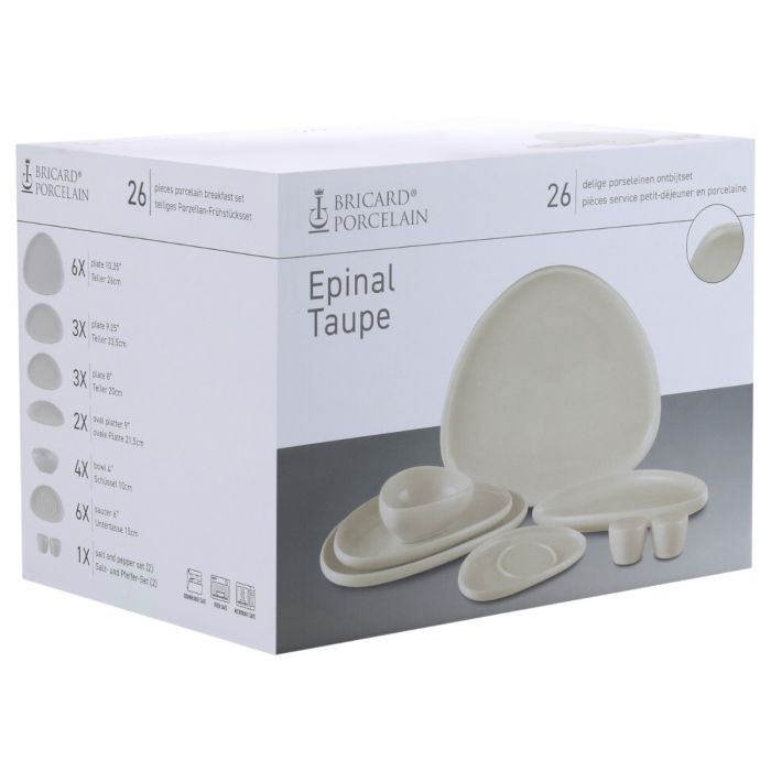 Bricard Epinal Ontbijtset Taupe 26-delig Porselein – productfoto 9