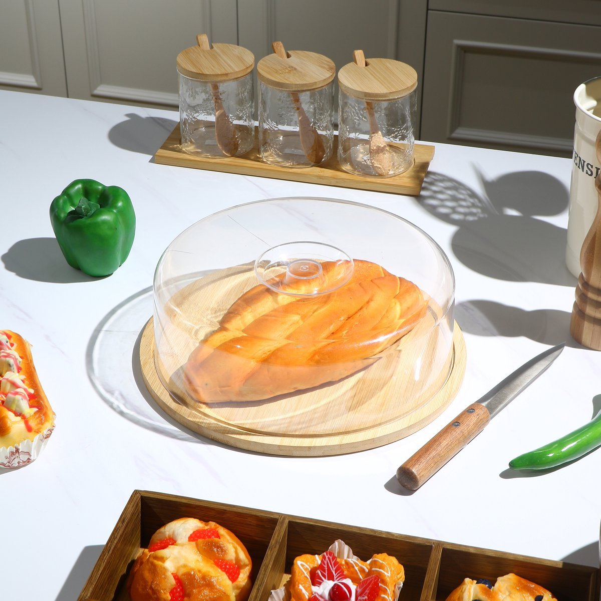 Cheffinger Bamboe Stolp - Taart Vershouddoos / Cake Bewaardoos - Ø 28,5cm - TEKZEN