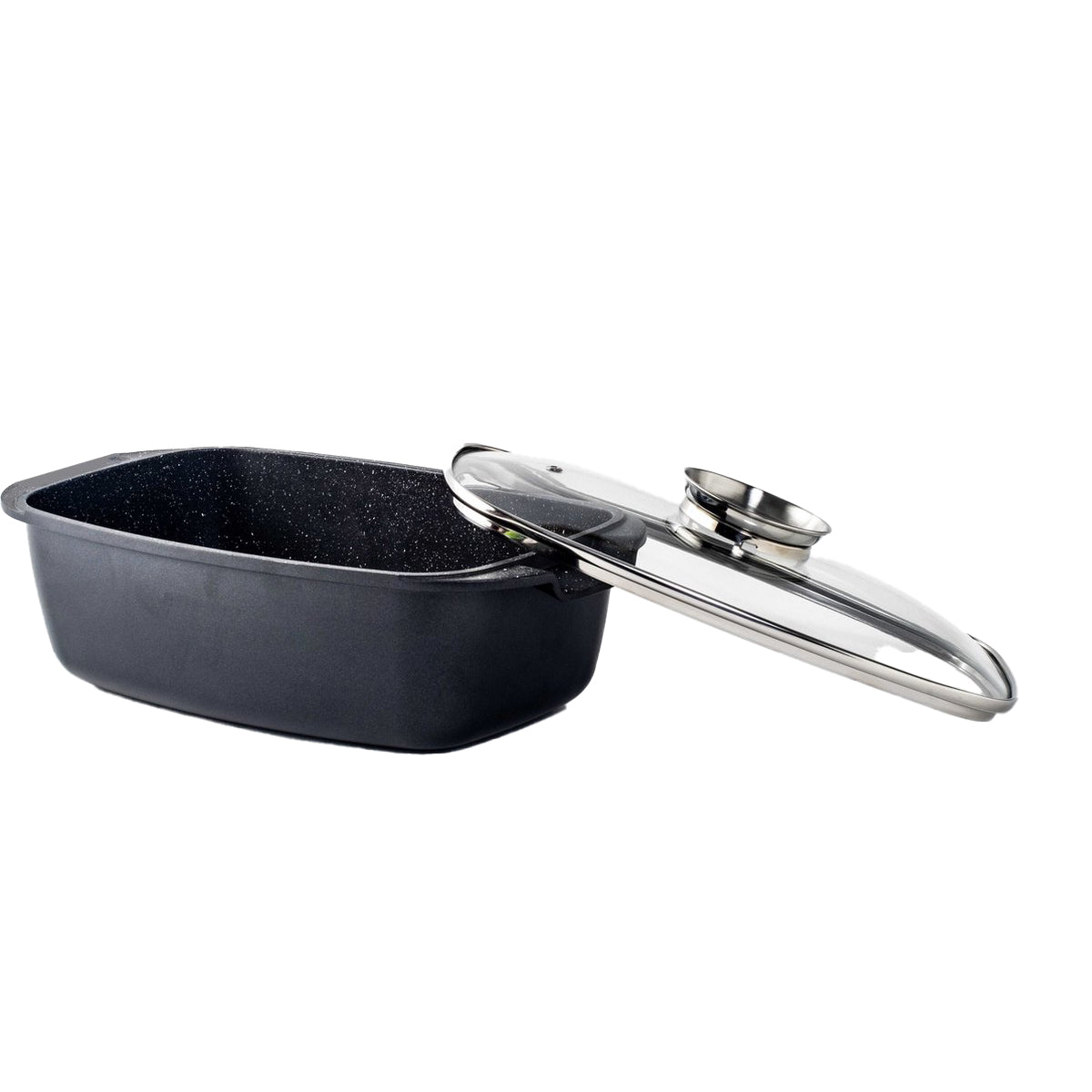Cheffinger Braadslede met Deksel - 32cm - Zwart - Inductie - Braadslee - TEKZEN