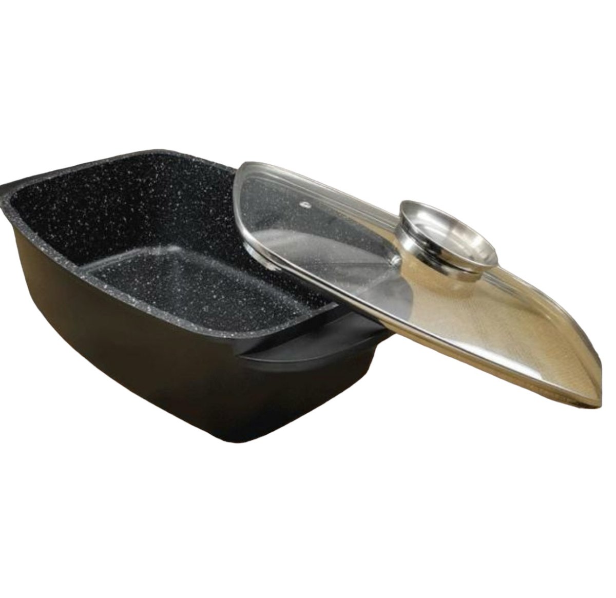 Cheffinger Braadslede met Deksel - 38cm - Zwart - Inductie - Braadpan - Braadslee - TEKZEN