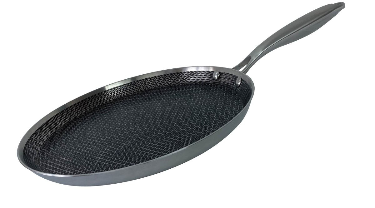 Cheffinger Crêpe - en Pannenkoekenpan - 24cm - RVS - Honingraat - Inductie - Pizza Pan - TEKZEN