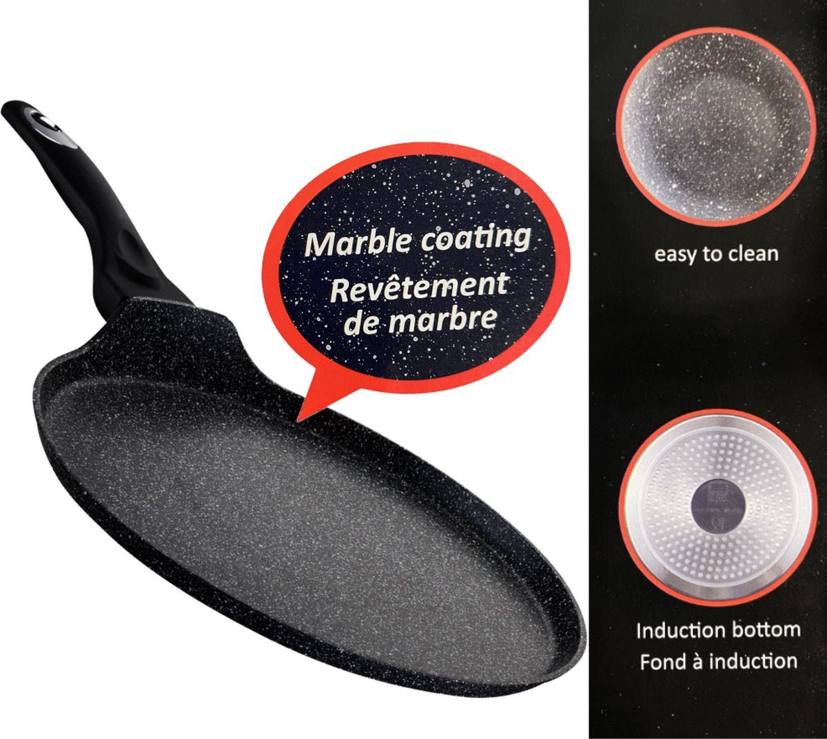 Cheffinger Crêpe - en Pannenkoekenpan - 32cm - Zwart - Inductie - Pizza Pan - TEKZEN