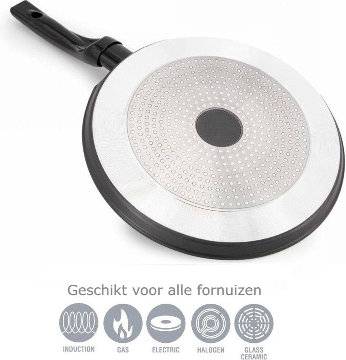 Cheffinger Crêpe - en Pannenkoekenpan - 32cm - Zwart - Inductie - Pizza Pan - TEKZEN