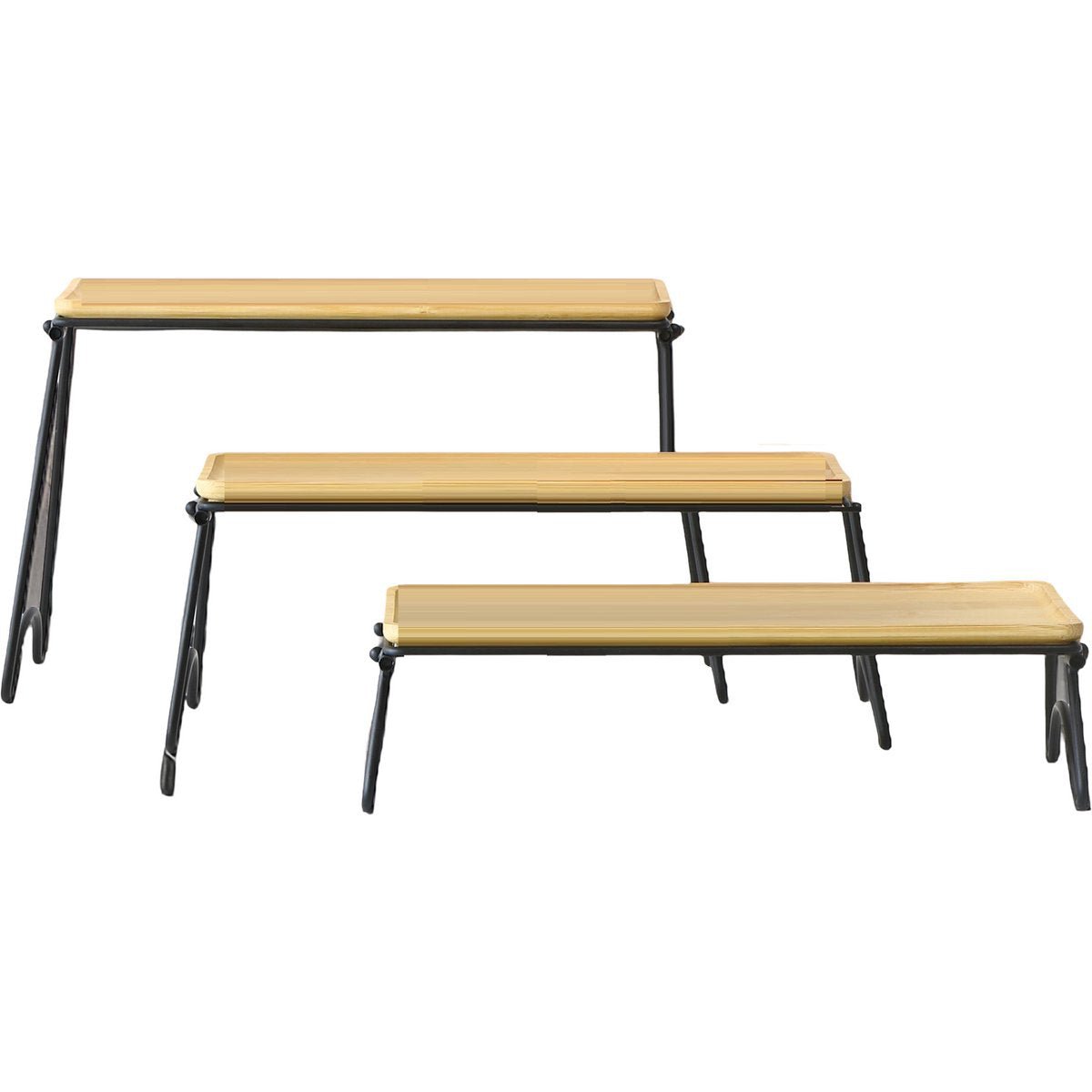 Cheffinger Dienbladen Set met Pootjes - 3 - delig - Bamboe - TEKZEN