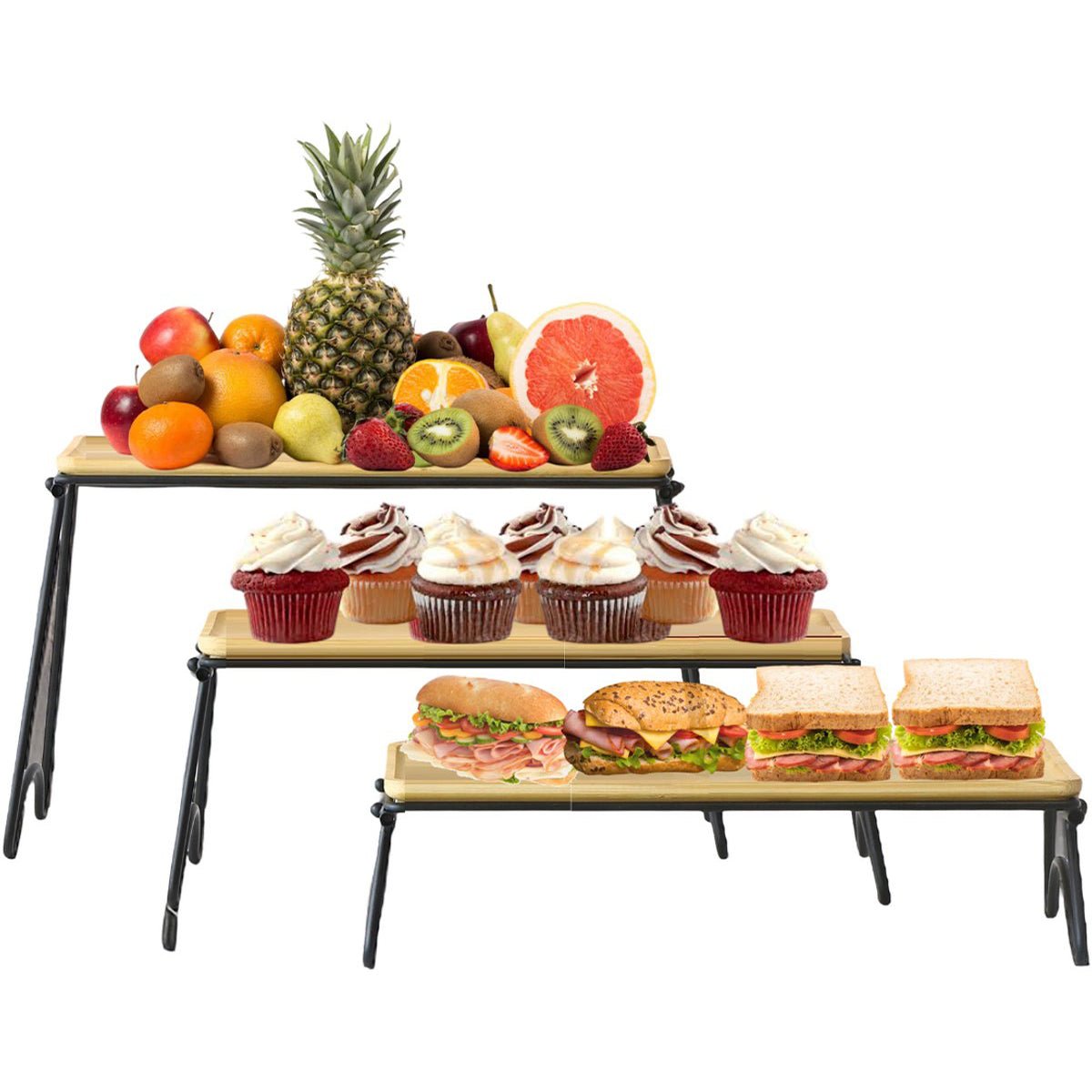 Cheffinger Dienbladen Set met Pootjes - 3 - delig - Bamboe - TEKZEN