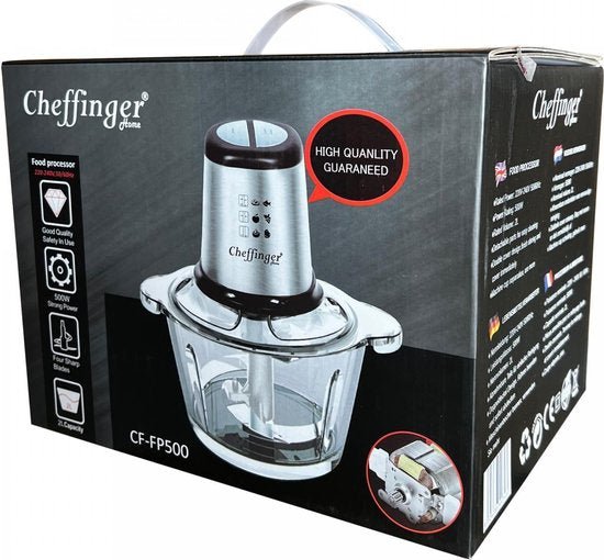 Cheffinger Elektrische Hakmolen - Glazen Kom - 500W en 1000W Extra Sterk XL - TEKZEN