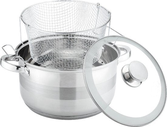 Cheffinger Frituurpan met Deksel - 24cm - RVS - Inductie - TEKZEN