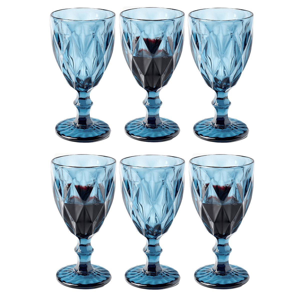 Cheffinger Gekleurde Wijnglazen - 6 Stuks - Blauw - 240ml - Vintage - TEKZEN