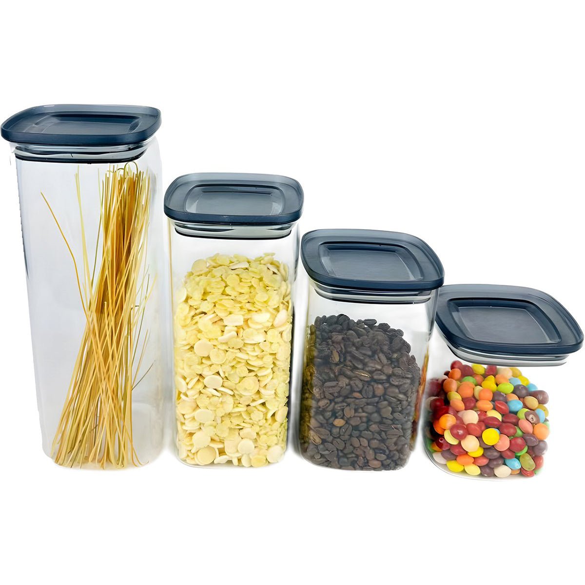 Cheffinger Glazen Voorraadpotten Set - 4 - delig - 900ml, 1200ml, 1600ml, 2100ml - TEKZEN