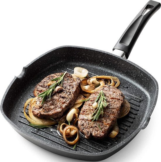 Cheffinger Grillpan - 28cm - Zwart - Inductie - TEKZEN