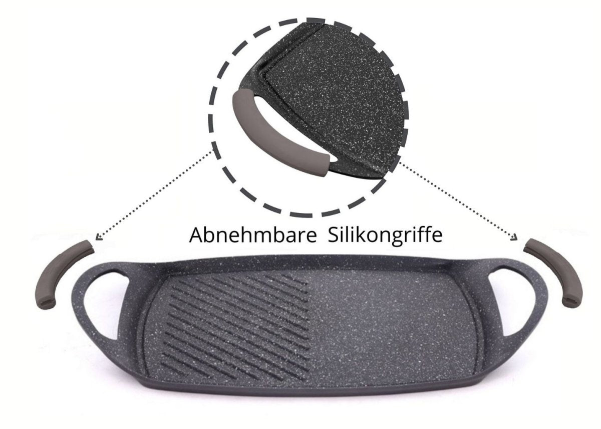 Cheffinger Grillplaat XXL - 47cm - Zwart - Inductie - Grillpan - TEKZEN