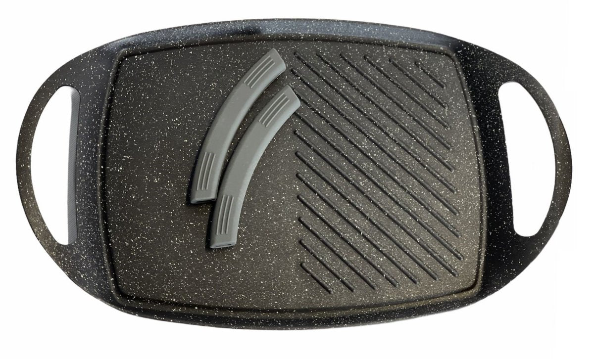 Cheffinger Grillplaat XXL - 47cm - Zwart - Inductie - Grillpan - TEKZEN