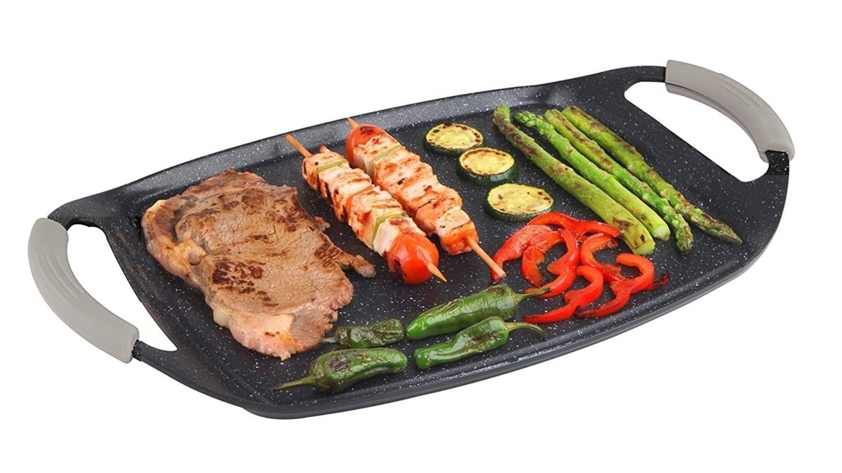 Cheffinger Grillplaat XXL - 47cm - Zwart - Inductie - Grillpan - TEKZEN
