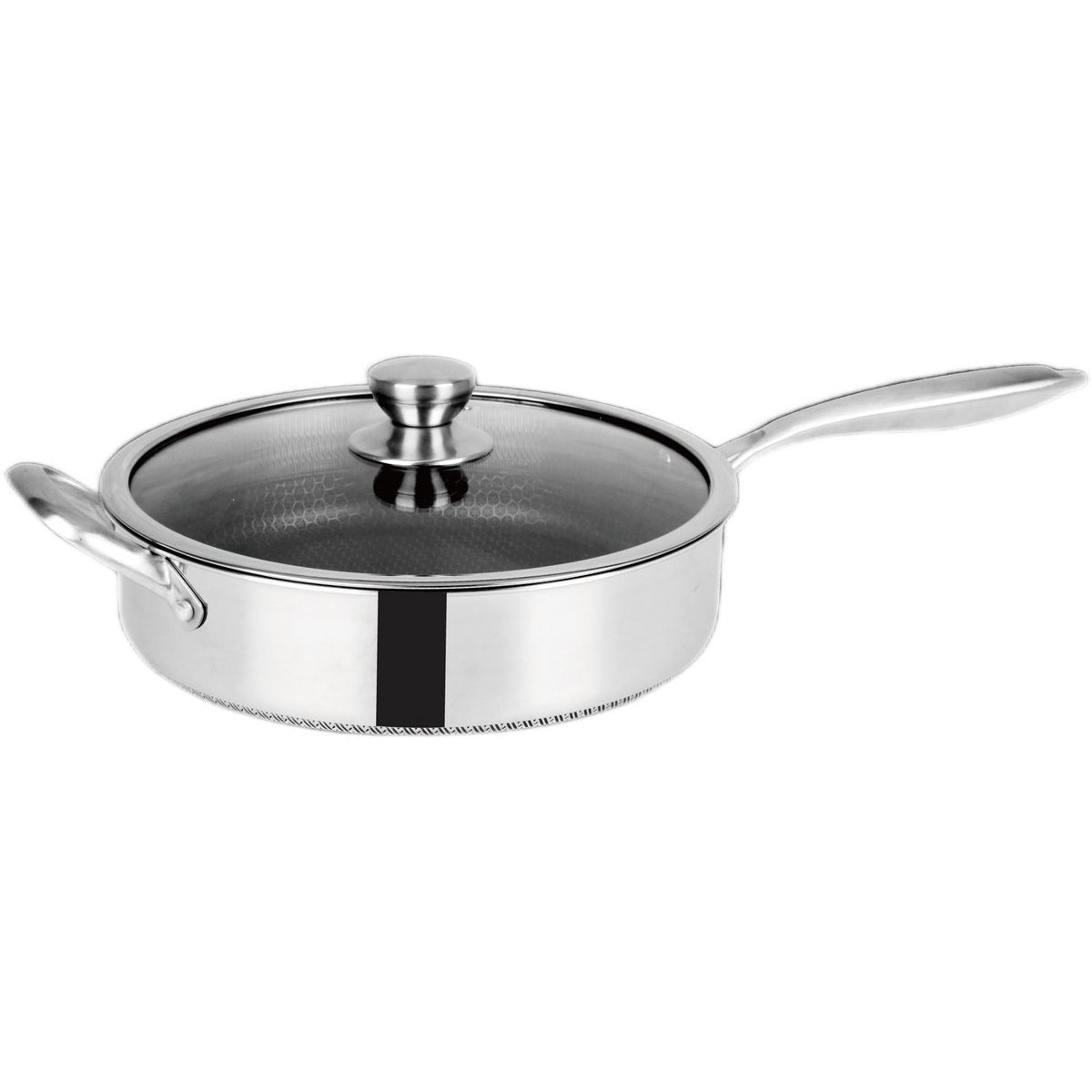 Cheffinger Hapjespan met Deksel - 28cm - RVS - Honingraat - Inductie - TEKZEN