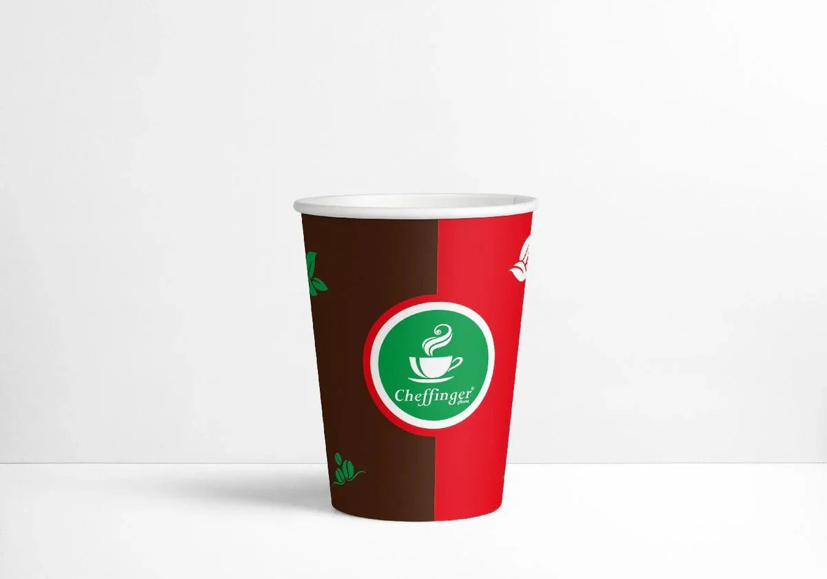 Cheffinger Kartonnen Koffiebeker - 200ml - Rood/Bruin - 100 Stuks - TEKZEN