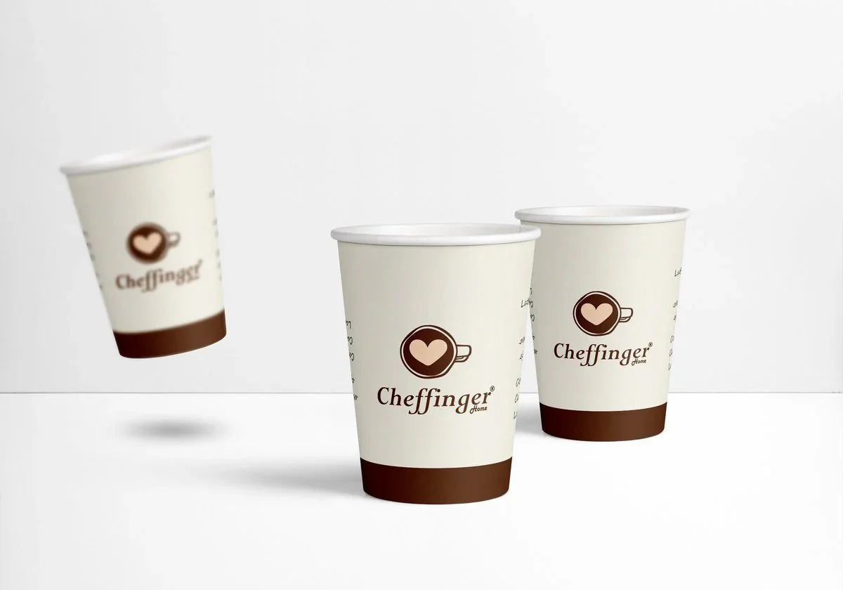 Cheffinger Kartonnen Koffiebeker - 250ml - Cremé - 100 Stuks - TEKZEN