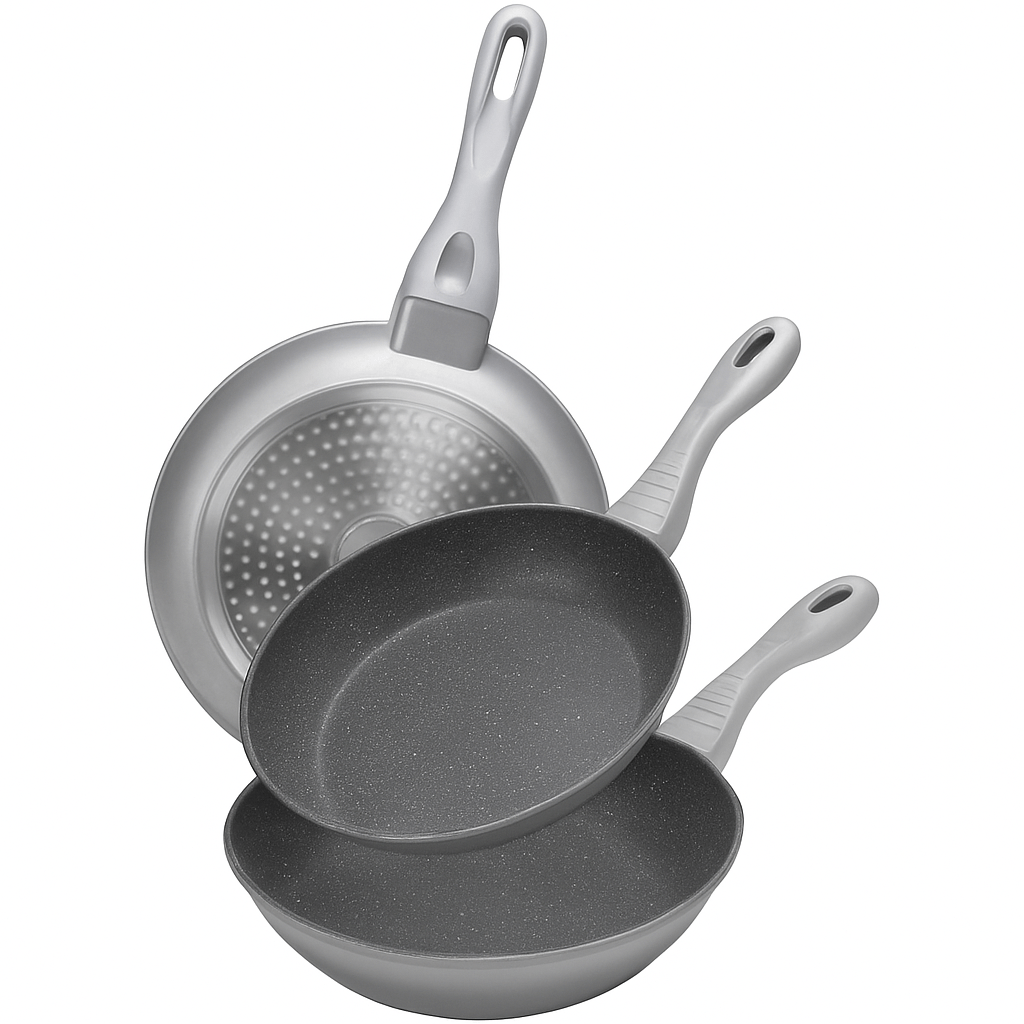 Cheffinger Koekenpannenset - 3 - delig - Ø 20/24/28 cm - Zilver - TEKZEN