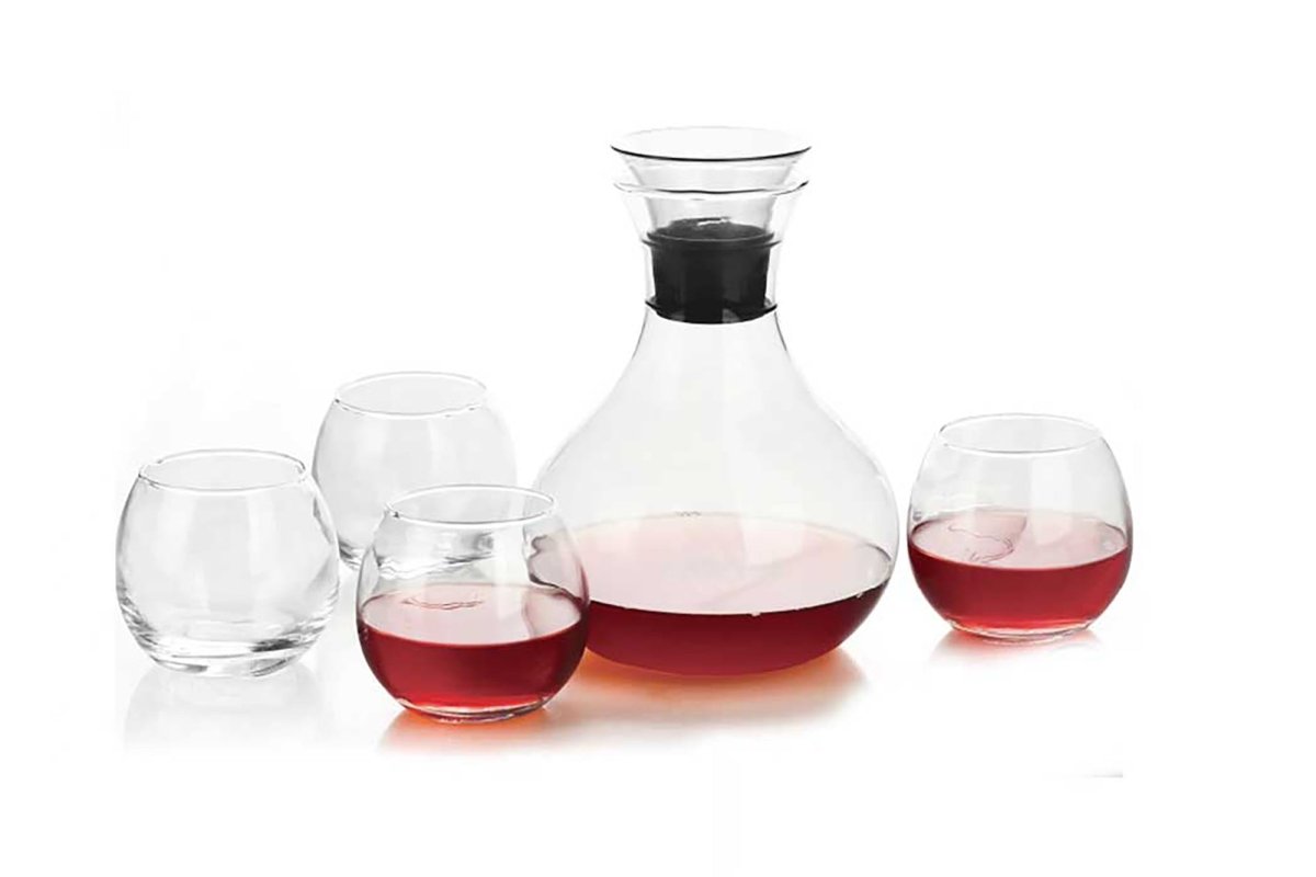 Cheffinger Luxe Karaf met 4 Glazen - 5 - delig - TEKZEN