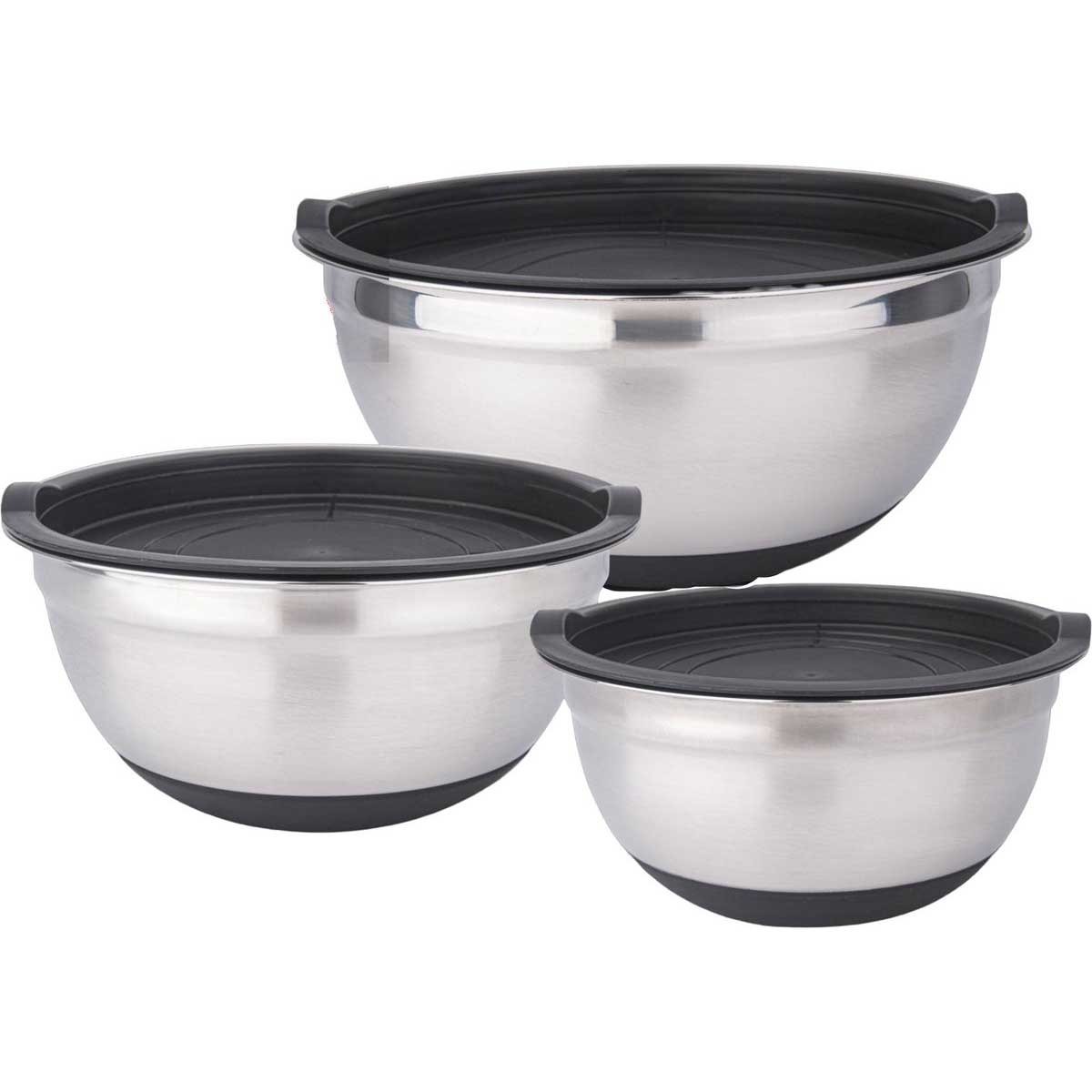 Cheffinger Mengkom - Set van 3 Keukenkommen met Deksels - 20/22/24cm - Kommenset - TEKZEN