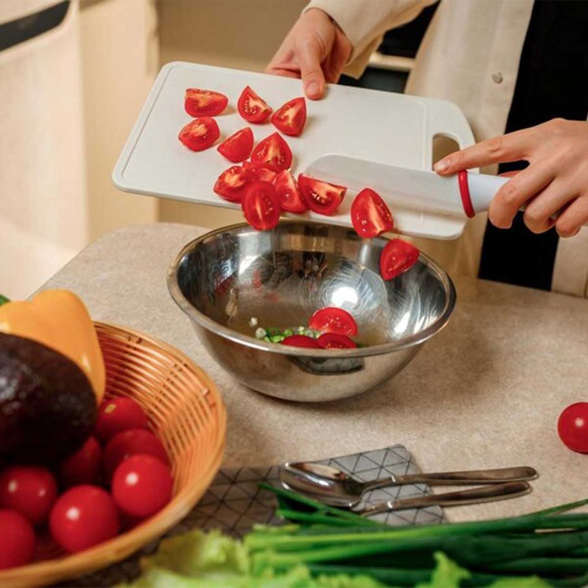 Cheffinger Mengkom - Set van 3 Keukenkommen met Deksels - 20/22/24cm - Kommenset - TEKZEN