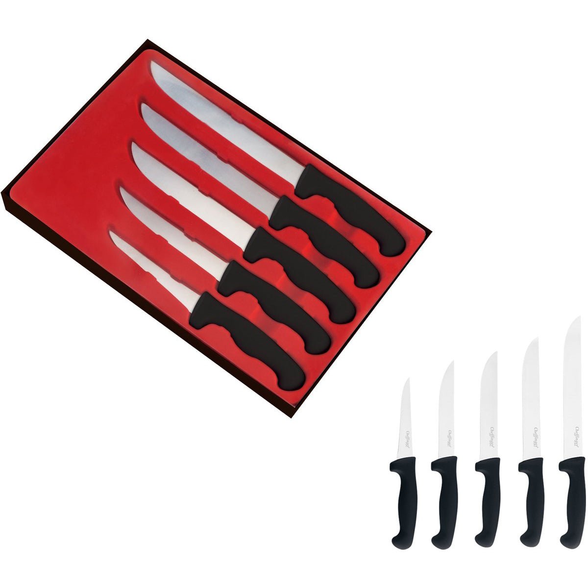 Cheffinger Messenset 5 - Delig – Vleesmessen voor BBQ & Grill | Roestvrij Staal & Ergonomisch Design - TEKZEN