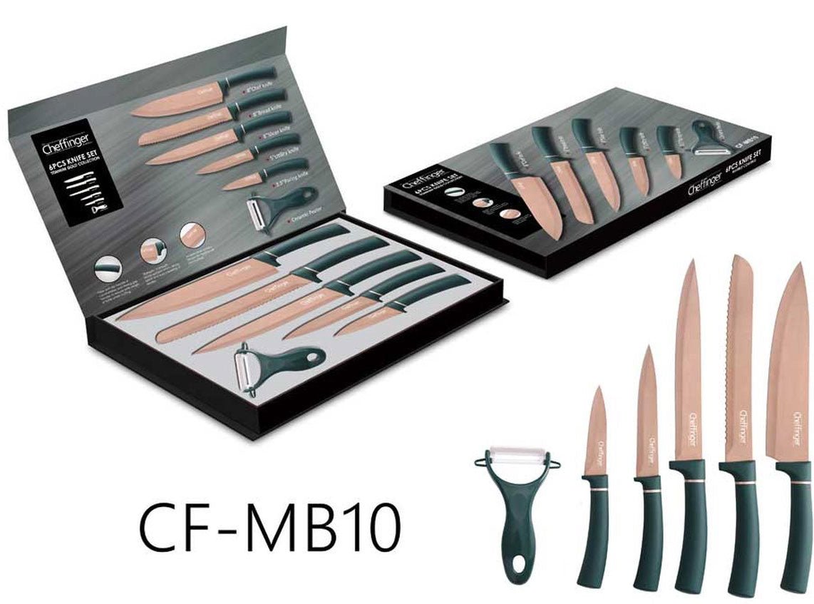 Cheffinger Messenset - 6 - delig - Rose Goud / Groen - TEKZEN