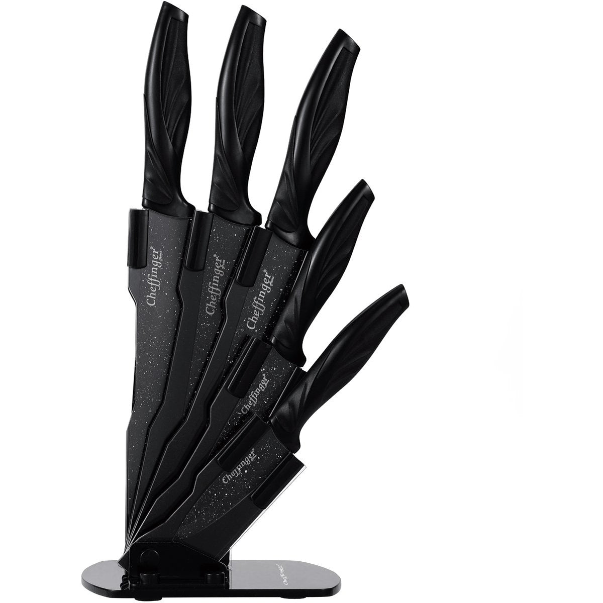 Cheffinger Messenset met Standaard - 6 - delig - Zwart - TEKZEN