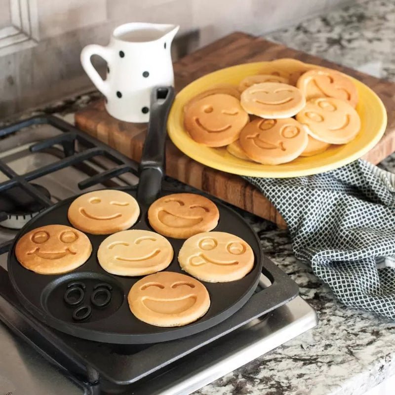 Cheffinger Pancake Pan - Smiley Emoji Vormen - 26cm - Pannenkoekenpan - Pancake Maker - Inductie - TEKZEN