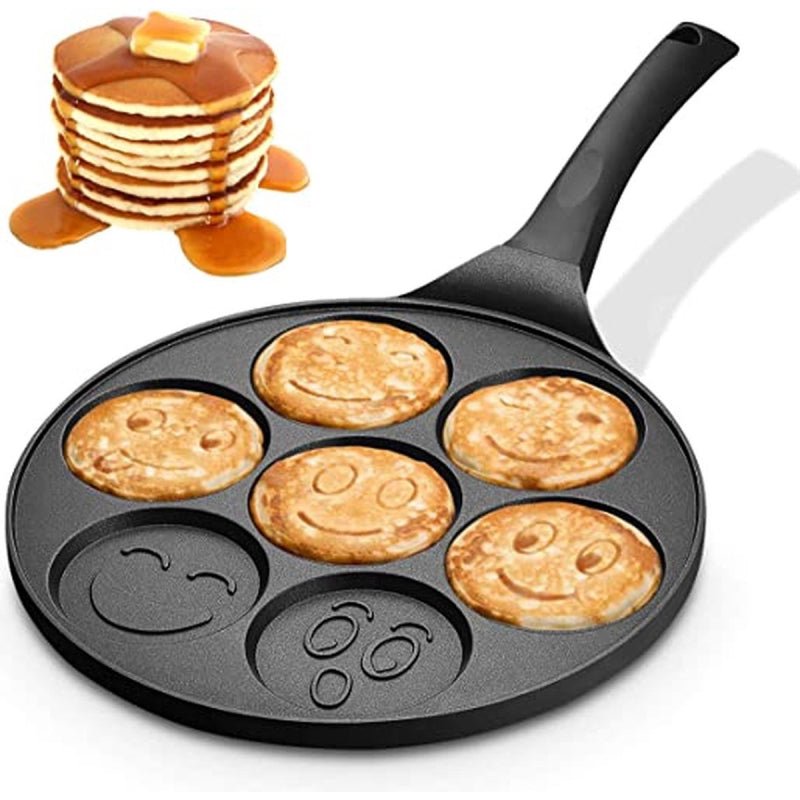 Cheffinger Pancake Pan - Smiley Emoji Vormen - 26cm - Pannenkoekenpan - Pancake Maker - Inductie - TEKZEN