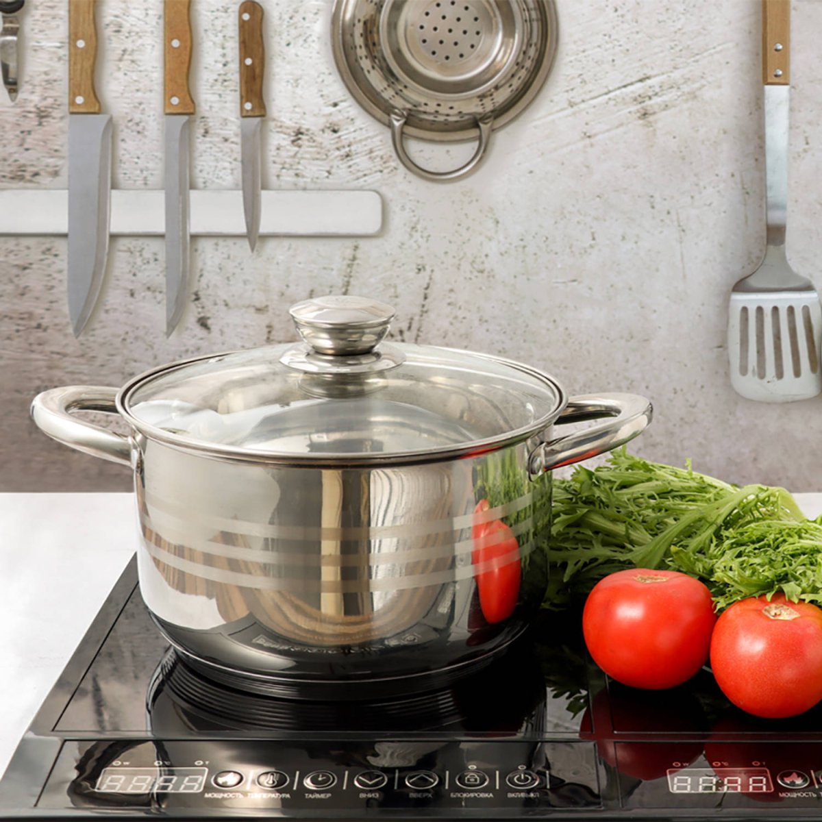 Cheffinger Pannenset - 12 - delig - Zilver - RVS - Kookpannen - Inductie - TEKZEN