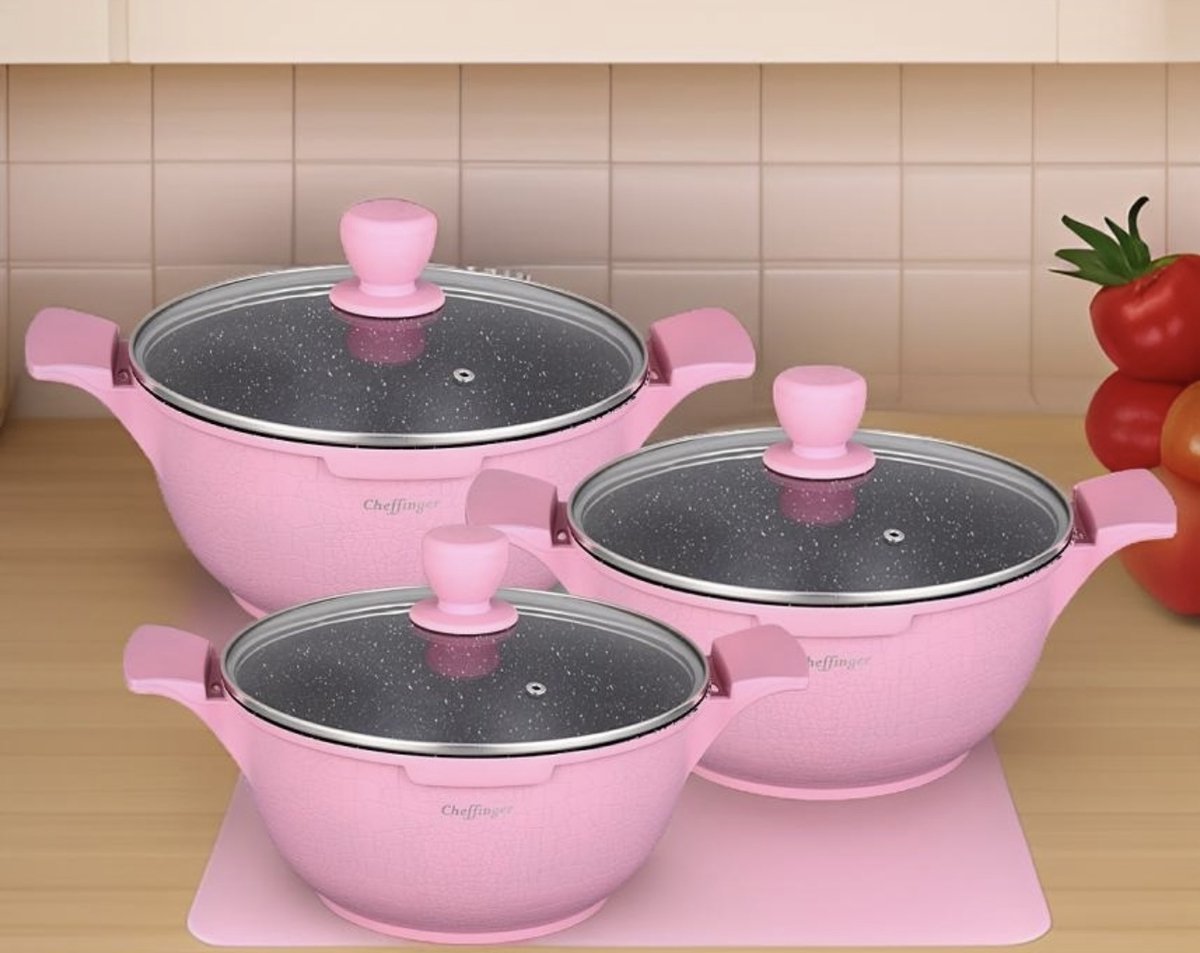 Cheffinger Pannenset - Crocodile Line - 6 - delig - 20, 24 & 28cm - TEKZEN