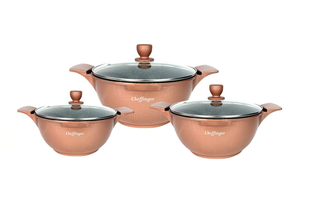 Cheffinger Pannenset - Crocodile Line - 6 - delig - 20, 24 & 28cm - TEKZEN