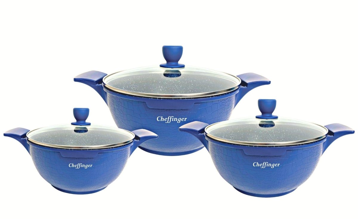 Cheffinger Pannenset - Crocodile Line - 6 - delig - 20, 24 & 28cm - TEKZEN